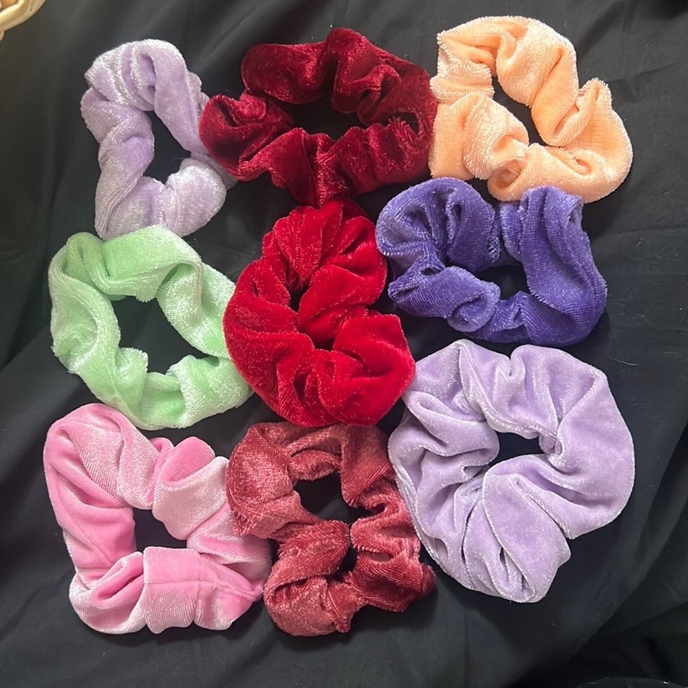 9 pack various colors scrunchies